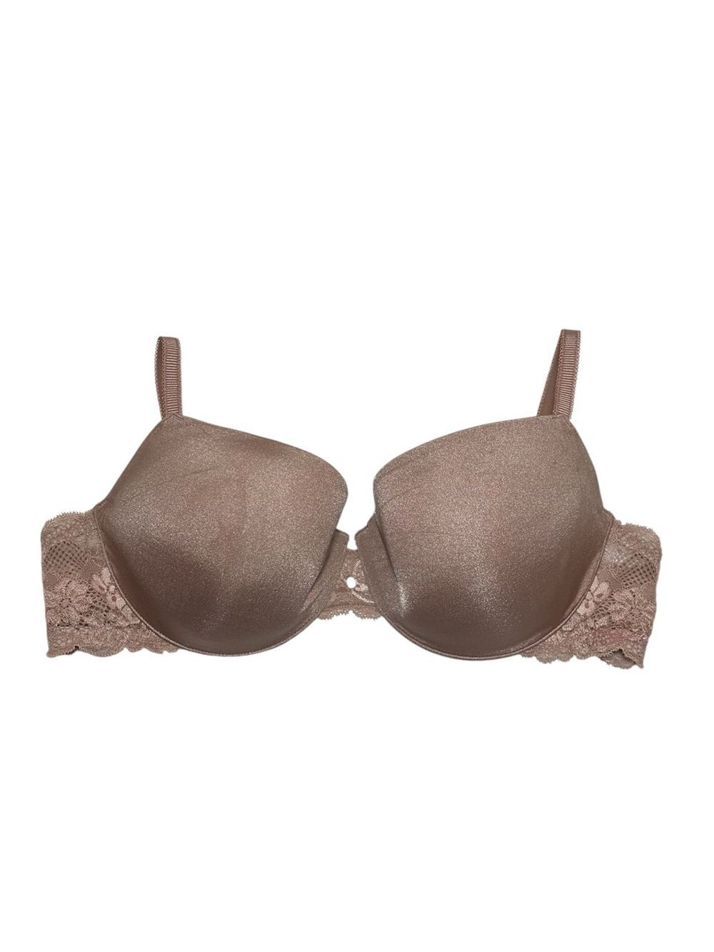 Victoria’s Secret tan lined Demi Lace Trim Underwire Bra 34DD